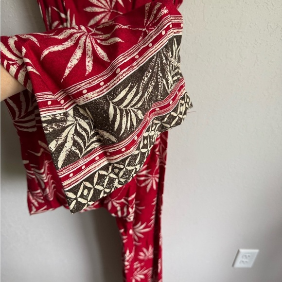 NWT Jonathan Martin Red Cream Palm Leaf Jumpsuit Womens 9 Vintage Hawaiian - Picture 4 of 5